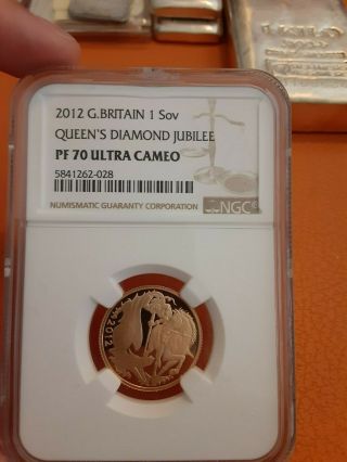 2012 Great Britain Gold Sovereign Queen ' s Diamond Jubilee PF 70 ULTRA CAMEO NGC 2