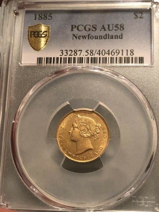 1885 Victoria Newfoundland $2 Gold PCGS AU 58 2
