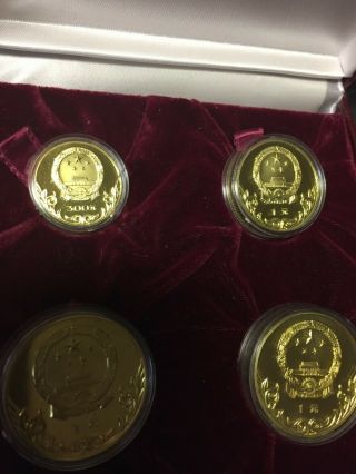 1980 Olympic 4 Coin China Proof Piefort Set - Contains 300yuan Gold Piefort Coin