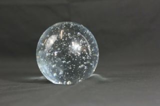 Vintage Clear Round Bubble Art Glass Paper Weight Sphere Ball 4 "