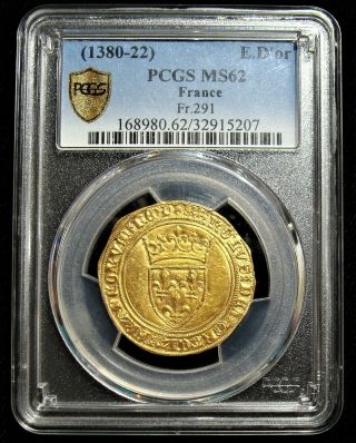 France: ND (1380 - 1422) Gold Ecu d ' Or Fr - 291 PCGS MS - 62. 3