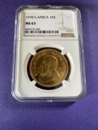 1978 Gold South Africa 1oz Krugerrand Coin Ngc Ms 63 Great Investment Piece Ms63