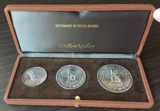 Ras Al - Khaimah 7 - 1/2,  10 And 15 Riyals 1970 And Certificate - Silver