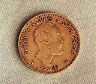 Norway Low Mintage 1902 Gold 10 Kroner From W.  W.  2 U.  S.  Army Air Corps Pilot Pack