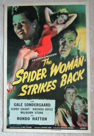 Spider Woman Strikes Back Orig 1946 1sht Movie Poster Linen Gale Sondergaard Ex