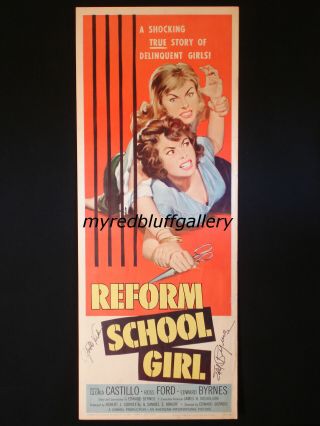 Reform School Girl 1957 Yvette Vickers And Edward Byrnes Signed Movie Poster