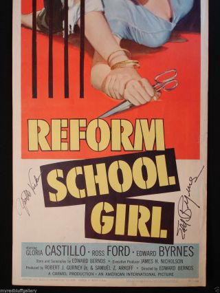 Reform School Girl 1957 Yvette Vickers and Edward Byrnes Signed Movie Poster 3