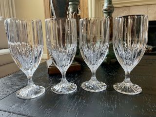 Set Of 4 Mikasa Park Lane Crystal Cut Iced Tea/water Glasses Goblets