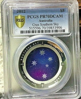 2012 Australia Silver $5 Southern Sky Crux Pcgs Pr70 Deep Cameo Coin