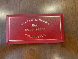 1986 United Kingdom Gold Proof Set In Case 3 Coins - 22 Karat Gold