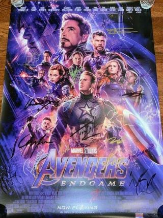 Avengers Endgame Movie Poster Cast Signed Premiere Ironman Chadwick Boseman Wow