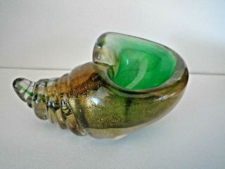Vintage Seguso Murano Art Glass Small Sommerso Conch Shell Bowl Nautilus 60 