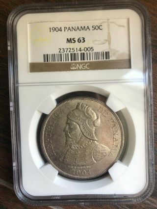 Panama 1904 Silver 50 Centesimos Ngc Ms63
