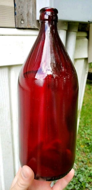 Vintage Royal Ruby Red Schlitz Beer Bottle Anchor Hocking Quart Crown Top