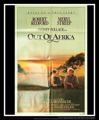 Out Of Africa 27x40 Fold Us One Sheet Vintage Movie Poster 1985