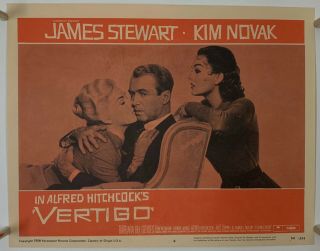 Vertigo Lobby Card (veryfine -) 1958 Kim Novak Movie Poster Alfred Hitchcock