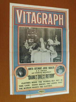 Anita Stewart Vintage 1914 Vitagraph Silent Film One Sheet Movie Poster