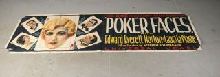 Vtg 1926 " Poker Faces " Silent Film Movie Poster Banner Edward E.  Horton
