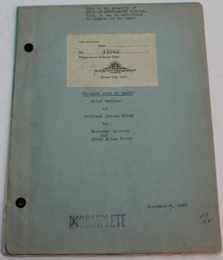 Biggest Show On Earth / 1937 Screenplay Outline By Writers Of The Wizard Of Oz