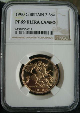 Great Britain 1990 Gold 2 Sovereigns Ngc Pf - 69 Ult.  Cameo