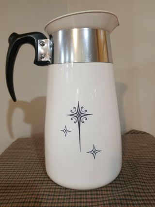 Vintage Corning Ware Atomic Star Burst 6 Cup Coffee Pot Stove Top Percolator