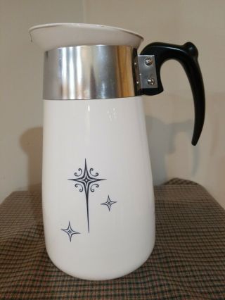 Vintage Corning Ware Atomic Star Burst 6 Cup Coffee Pot Stove Top Percolator 3
