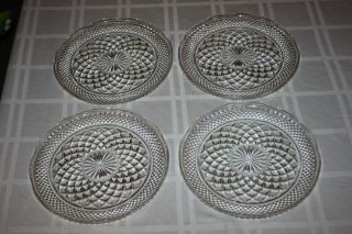 4 Gorgeous Vintage Anchor Hocking Wexford Clear Glass Scalloped Dinner Plates