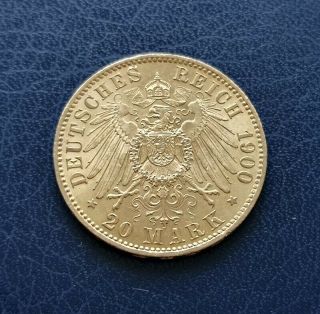 Germany Prussia Gold 20 Mark 1900 A William Ii State Uncirculated