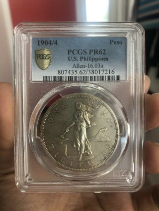 Philippines 1904/4 Peso Proof Pcgs Pr62