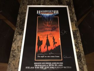 Halloween Iii Cast Signed 1 - Sheet Movie Poster Tommy Lee Wallace John Carpenter