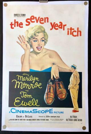 The Seven Year Itch Marilyn Monroe Movie Poster Linen Backed 1955 C9 - Nm