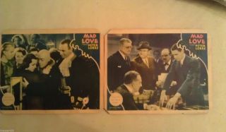 2x Mad Love 1935 Lobby Cards Mgm Peter Lorre,  Frances Drake,  C.  Clive