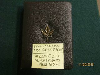 1984 Canada " Jacques Cartier " $100 22k Gold Proof Commemorative Coin