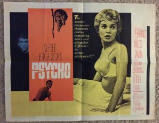 Ck59 Psycho (1960 - Hitchcock) Anthony Perkins/janet Leigh Orig Half Sheet Poster