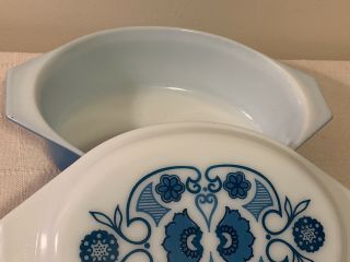 Pyrex Vintage Blue Horizon Oval Covered Casserole Dish w/ Lid 2 1/2 qt 045 VTG 2