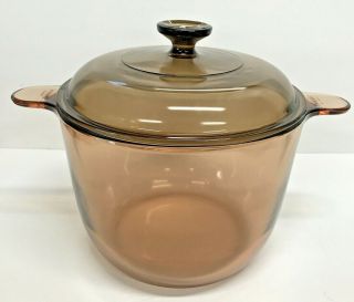 Corning Ware Visions France Vintage Amber Cook Pot 3.  5l With Pyrex V - 2.  5 - C Lid