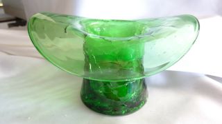 Vintage Crackle Glass Emerald Green Top Hat