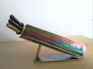 Stained Glass Kaleidoscope Hand Crafted Leaded Iridescent With Stand