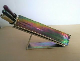 Stained Glass Kaleidoscope Hand Crafted Leaded Iridescent with Stand 2