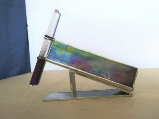 Stained Glass Kaleidoscope Hand Crafted Leaded Iridescent with Stand 3