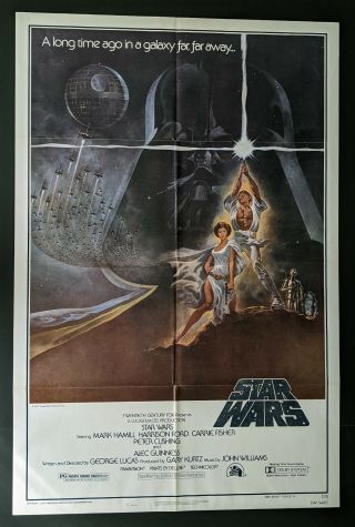 Star Wars Style A 77/21 Folded One Sheet 27x41 Movie Poster 1977 Gau