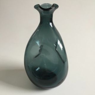 Blenko Glass 49 Sea Green Pinched Decanter No Stopper