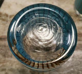 8 Libbey MCM Drinking Glass Teal Gold Mid Century Modern Stripes Water Turquoise 2
