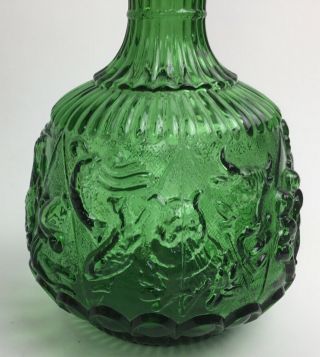 Vintage Green Genie Bottle Decanter Italy Zodiac Signs Mid Century Modern MCM 3