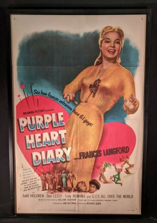 Purple Heart Diary One Sheet Framed Poster Frances Langford 1951 4894