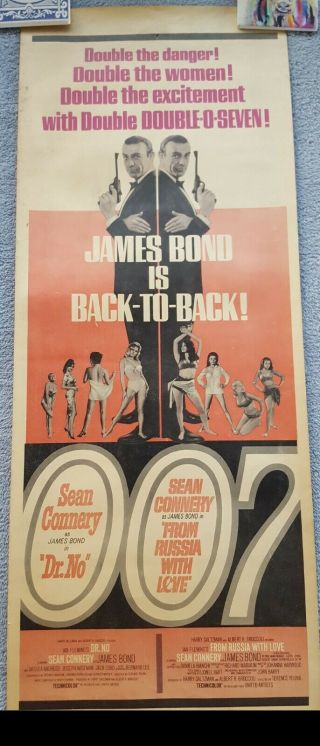 James Bond Combo Dr.  No And From Russia With Love Insert 1965 1st Two Movies