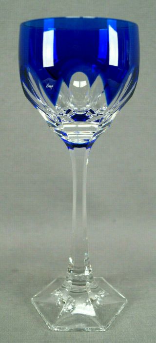 Vintage Nachtmann Bleikristall Cobalt Cut To Clear Crystal Hock Wine Glass B
