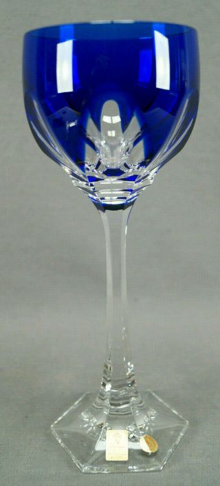 Vintage Nachtmann Bleikristall Cobalt Cut To Clear Crystal Hock Wine Glass A