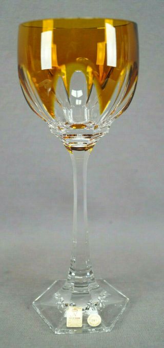 Vintage Nachtmann Bleikristall Amber Cut To Clear Crystal Hock Wine Glass