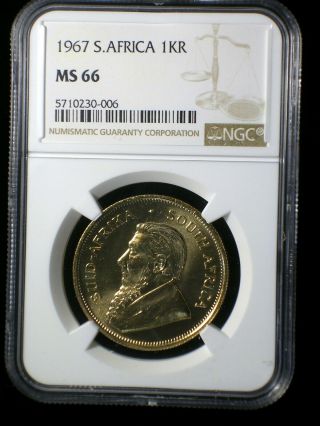 Republic Of South Africa 1967 Gold Krugerrand Ngc Ms - 66 First Year Issue